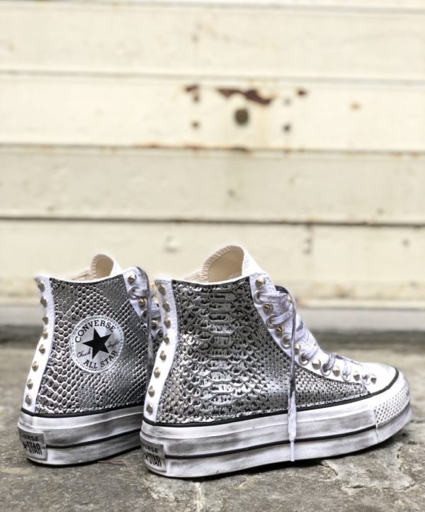 Le tue scarpe Converse HIGH Platform White PITONE SILVER personalizzate da  Blazelab - Store Online