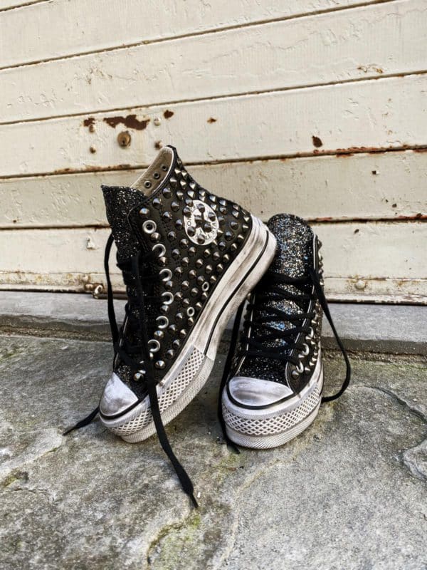Le tue scarpe Converse Platform LEATHER BLACK Glitter Borchie  personalizzate da Blazelab - Store Online